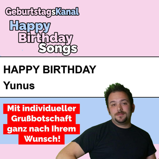 Produktbild Happy Birthday to you Yunus mit Wunschgrußbotschaft
