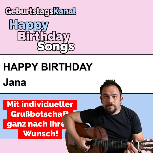 Produktbild Happy Birthday to you Jana mit Wunschgrußbotschaft