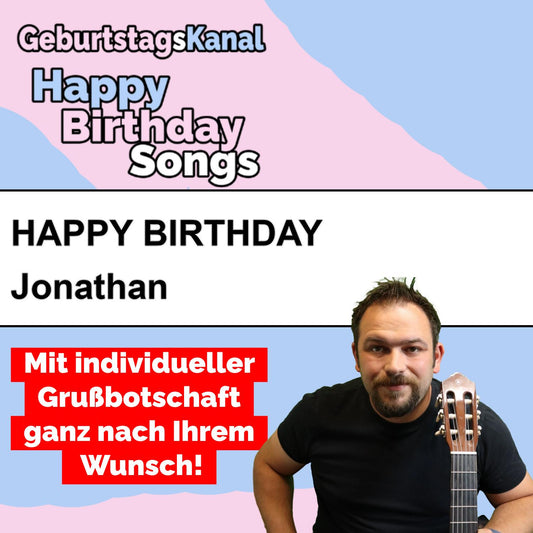 Produktbild Happy Birthday to you Jonathan mit Wunschgrußbotschaft