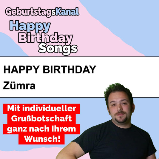 Produktbild Happy Birthday to you Zümra mit Wunschgrußbotschaft