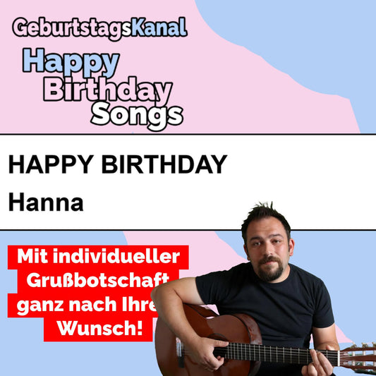 Produktbild Happy Birthday to you Hanna mit Wunschgrußbotschaft