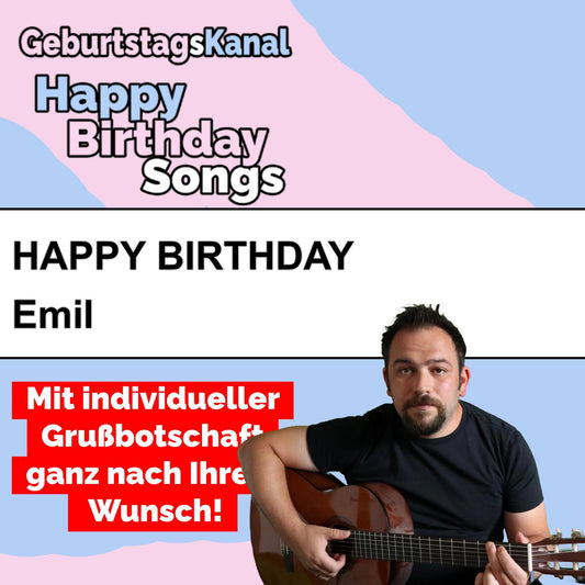 Produktbild Happy Birthday to you Emil mit Wunschgrußbotschaft