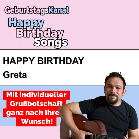 Produktbild Happy Birthday to you Greta mit Wunschgrußbotschaft