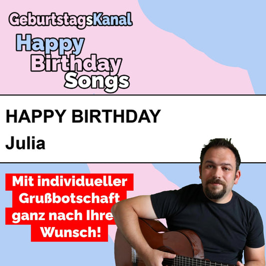 Produktbild Happy Birthday to you Julia mit Wunschgrußbotschaft