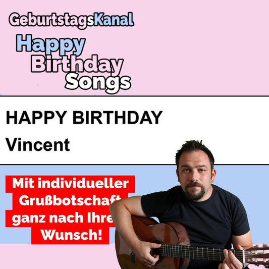Produktbild Happy Birthday to you Vincent mit Wunschgrußbotschaft
