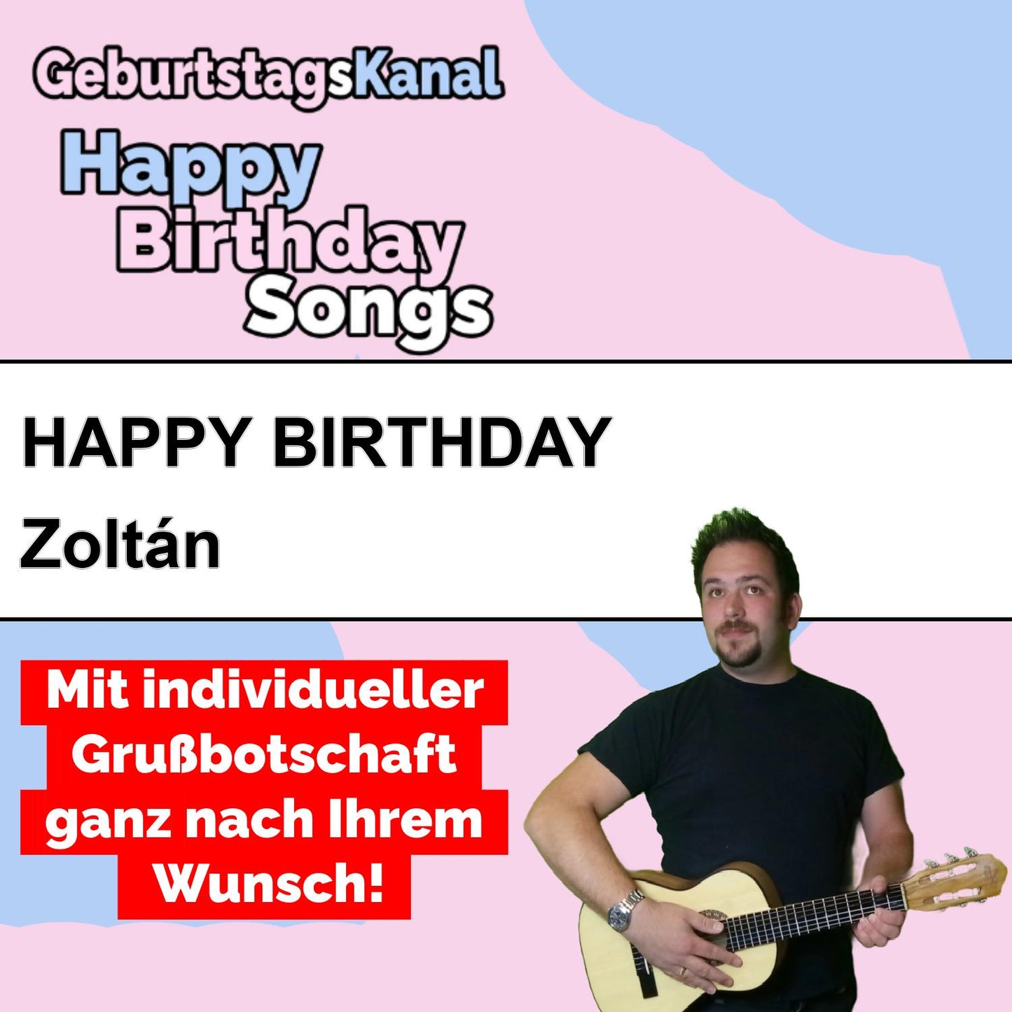 Produktbild Happy Birthday to you Zoltán mit Wunschgrußbotschaft