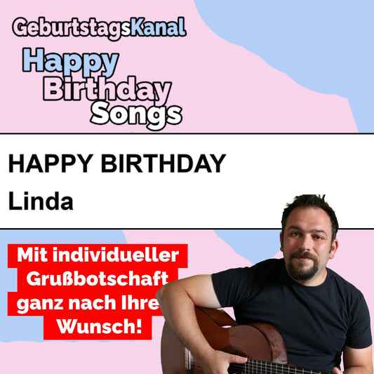 Produktbild Happy Birthday to you Linda mit Wunschgrußbotschaft
