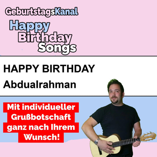 Produktbild Happy Birthday to you Abdualrahman mit Wunschgrußbotschaft