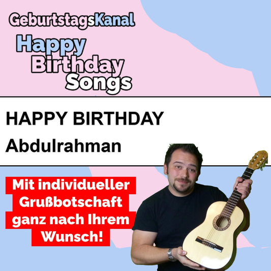 Produktbild Happy Birthday to you Abdulrahman mit Wunschgrußbotschaft