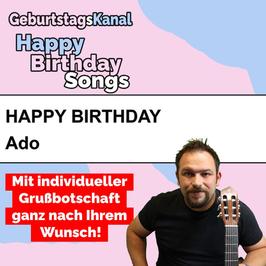 Produktbild Happy Birthday to you Ado mit Wunschgrußbotschaft
