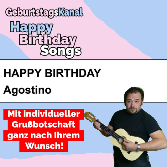 Produktbild Happy Birthday to you Agostino mit Wunschgrußbotschaft