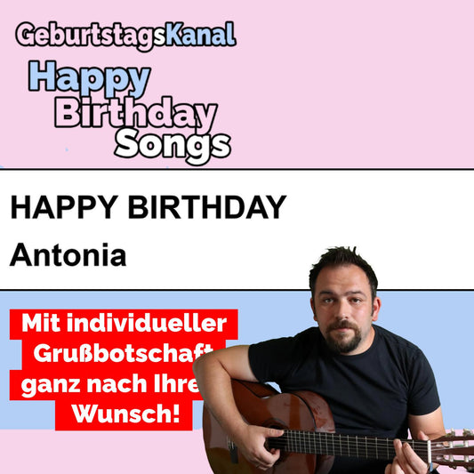 Produktbild Happy Birthday to you Antonia mit Wunschgrußbotschaft
