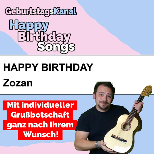 Produktbild Happy Birthday to you Zozan mit Wunschgrußbotschaft