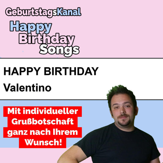 Produktbild Happy Birthday to you Valentino mit Wunschgrußbotschaft