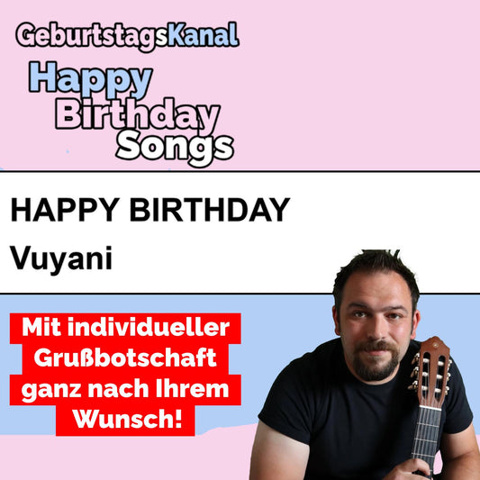 Produktbild Happy Birthday to you Vuyani mit Wunschgrußbotschaft