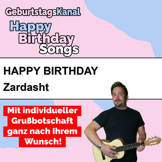 Produktbild Happy Birthday to you Zardasht mit Wunschgrußbotschaft
