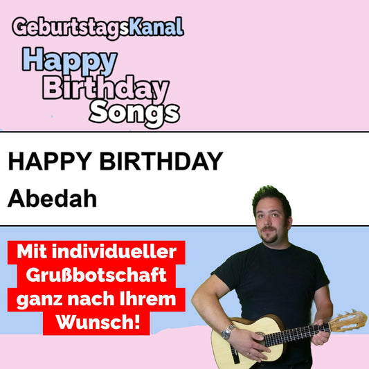 Produktbild Happy Birthday to you Abedah mit Wunschgrußbotschaft