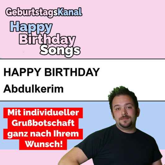 Produktbild Happy Birthday to you Abdulkerim mit Wunschgrußbotschaft