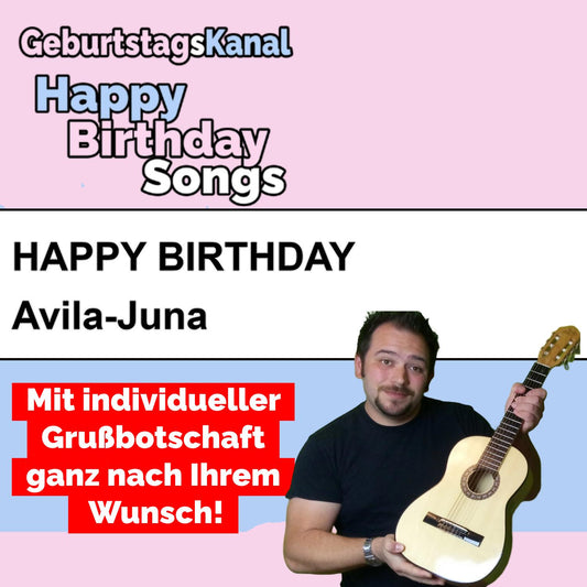 Produktbild Happy Birthday to you Avila-Juna mit Wunschgrußbotschaft
