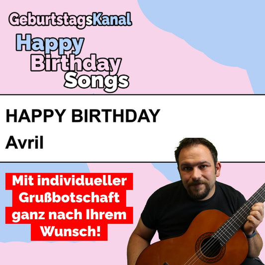 Produktbild Happy Birthday to you Avril mit Wunschgrußbotschaft