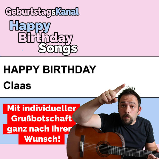 Produktbild Happy Birthday to you Claas mit Wunschgrußbotschaft