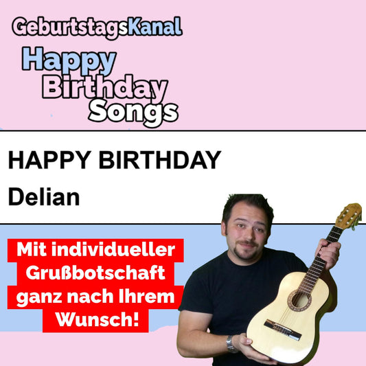 Produktbild Happy Birthday to you Delian mit Wunschgrußbotschaft
