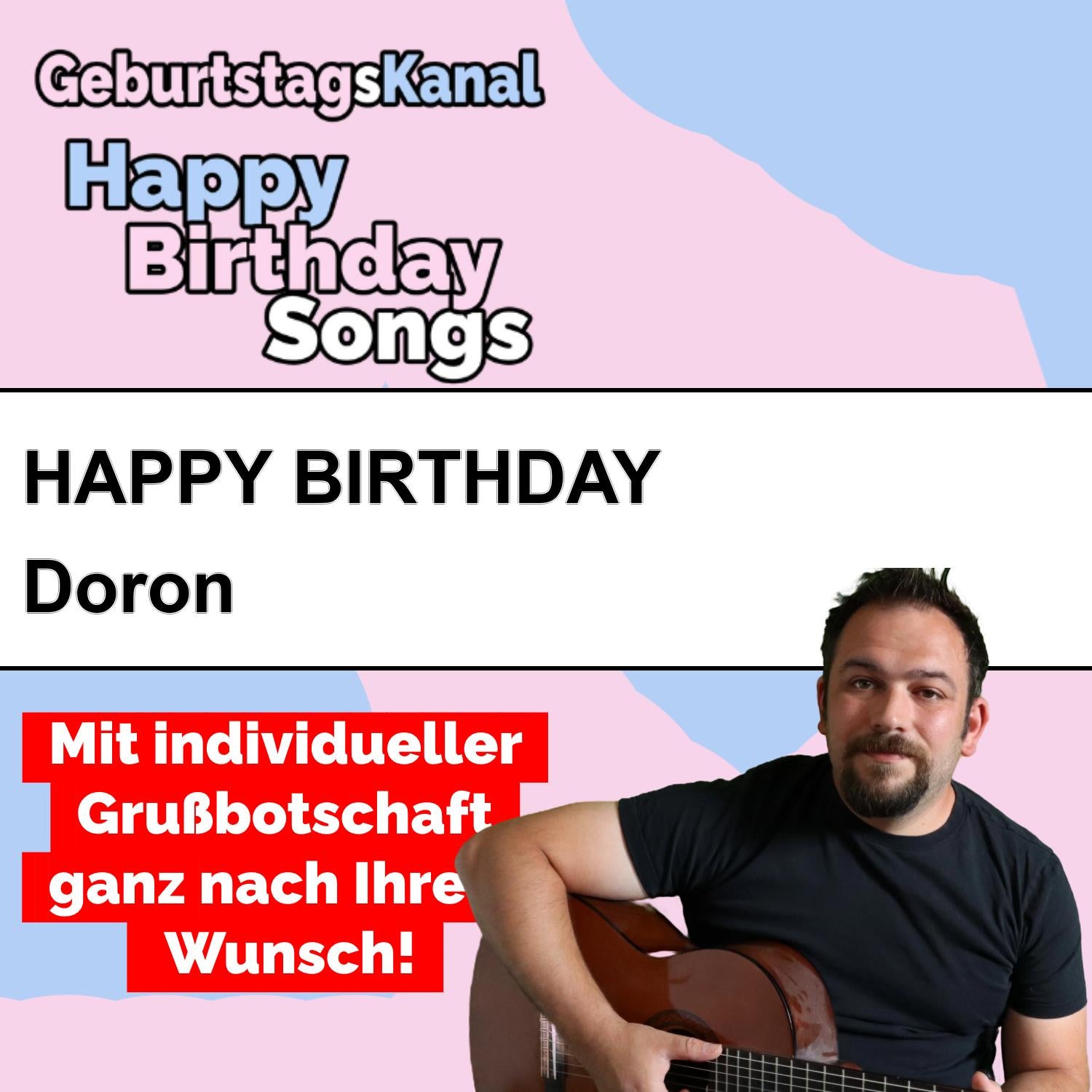 Produktbild Happy Birthday to you Doron mit Wunschgrußbotschaft