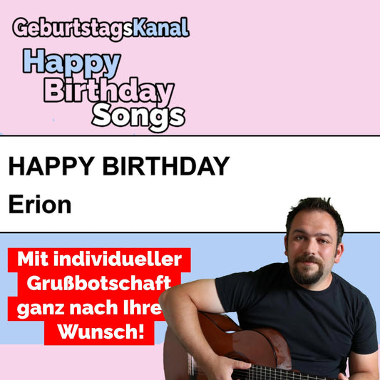 Produktbild Happy Birthday to you Erion mit Wunschgrußbotschaft