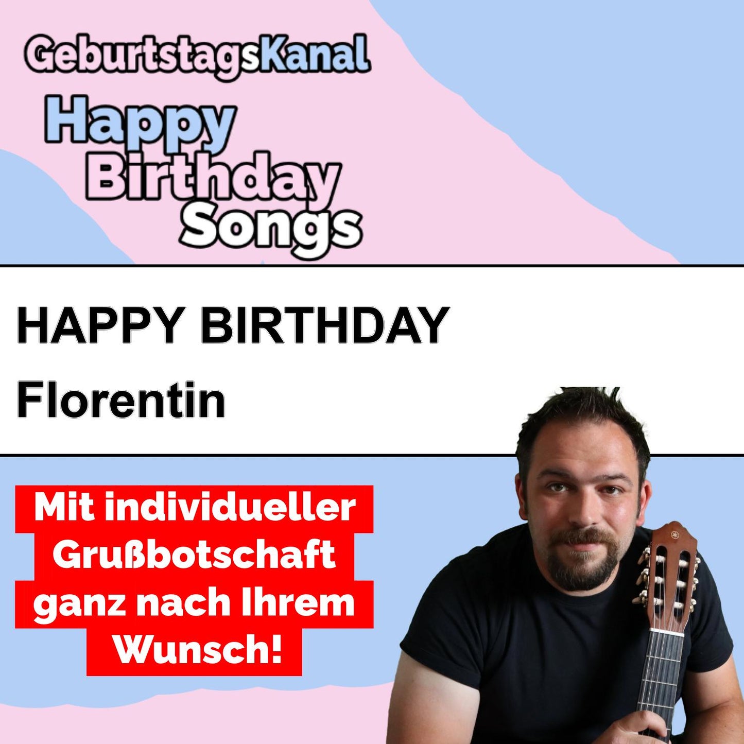 Produktbild Happy Birthday to you Florentin mit Wunschgrußbotschaft