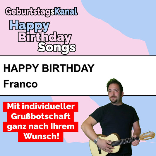 Produktbild Happy Birthday to you Franco mit Wunschgrußbotschaft