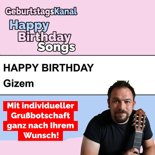 Produktbild Happy Birthday to you Gizem mit Wunschgrußbotschaft