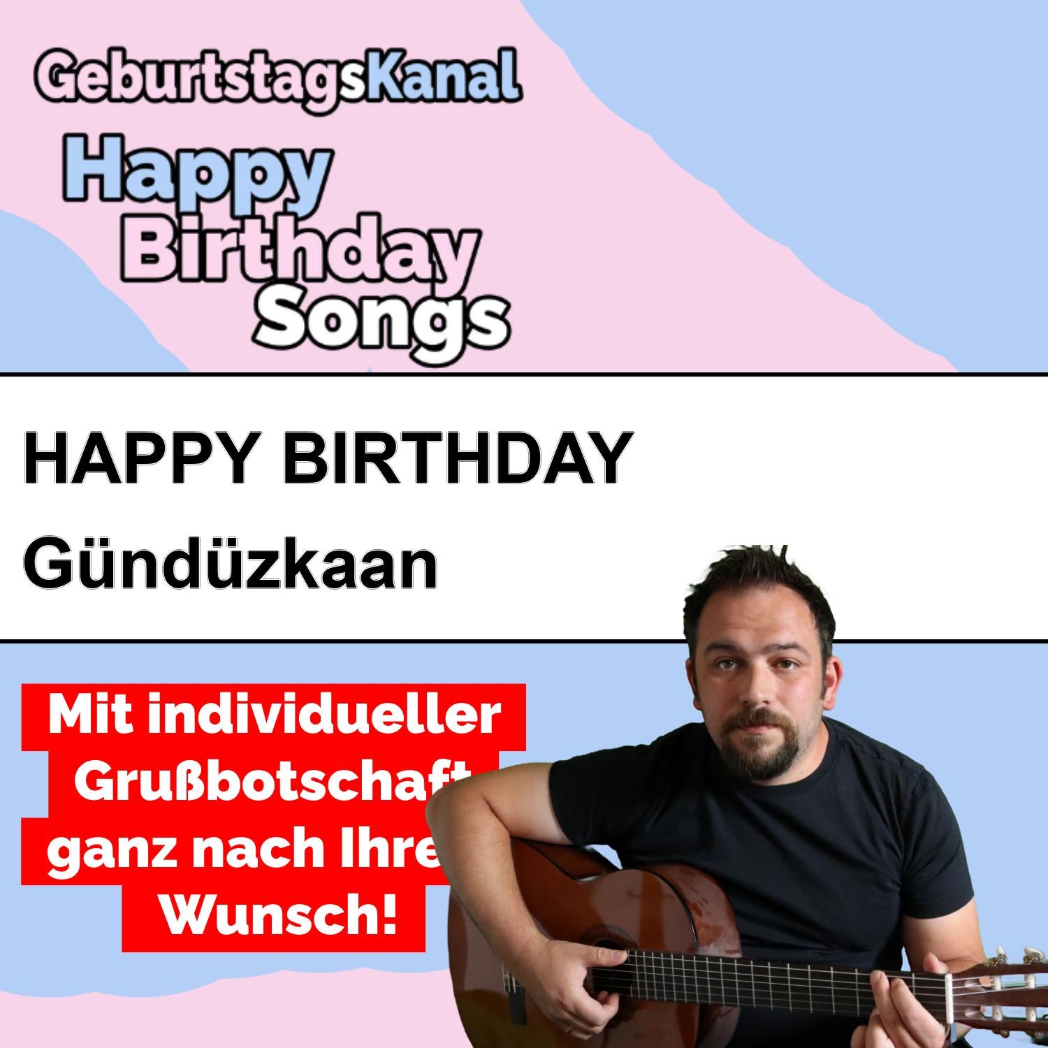 Produktbild Happy Birthday to you Gündüzkaan mit Wunschgrußbotschaft