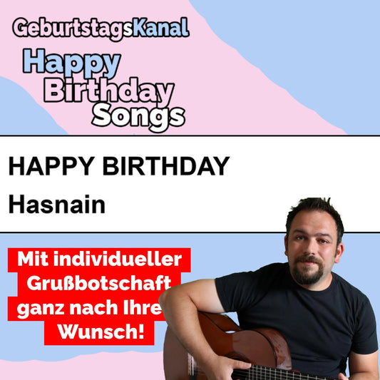 Produktbild Happy Birthday to you Hasnain mit Wunschgrußbotschaft