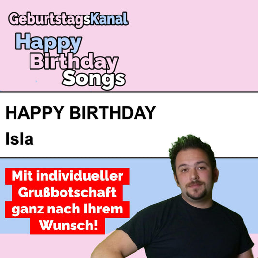 Produktbild Happy Birthday to you Isla mit Wunschgrußbotschaft