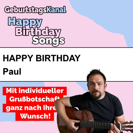Produktbild Happy Birthday to you Paul mit Wunschgrußbotschaft