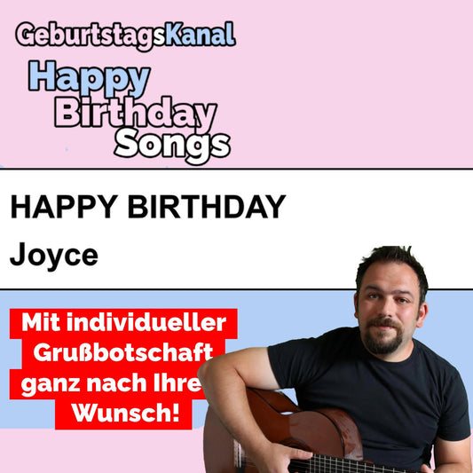 Produktbild Happy Birthday to you Joyce mit Wunschgrußbotschaft