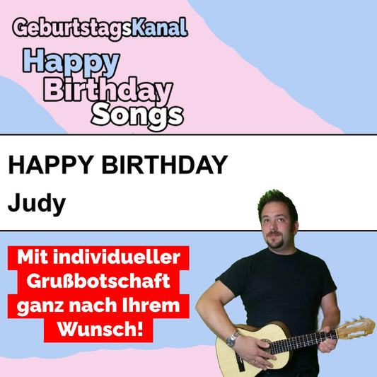 Produktbild Happy Birthday to you Judy mit Wunschgrußbotschaft