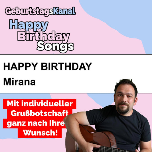 Produktbild Happy Birthday to you Mirana mit Wunschgrußbotschaft