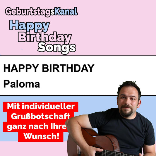 Produktbild Happy Birthday to you Paloma mit Wunschgrußbotschaft