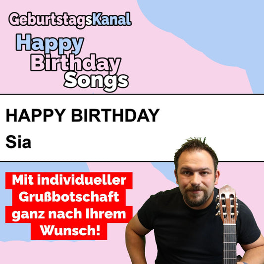 Produktbild Happy Birthday to you Sia mit Wunschgrußbotschaft