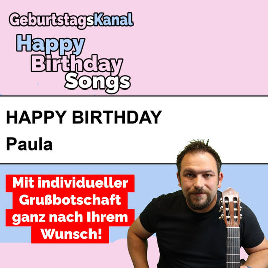 Produktbild Happy Birthday to you Paula mit Wunschgrußbotschaft