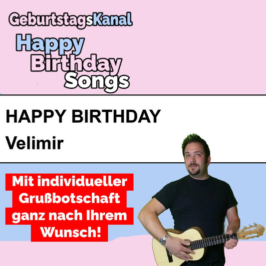Produktbild Happy Birthday to you Velimir mit Wunschgrußbotschaft