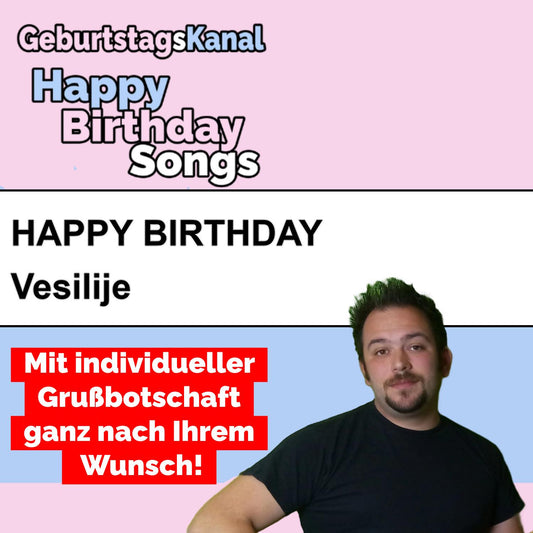 Produktbild Happy Birthday to you Vesilije mit Wunschgrußbotschaft