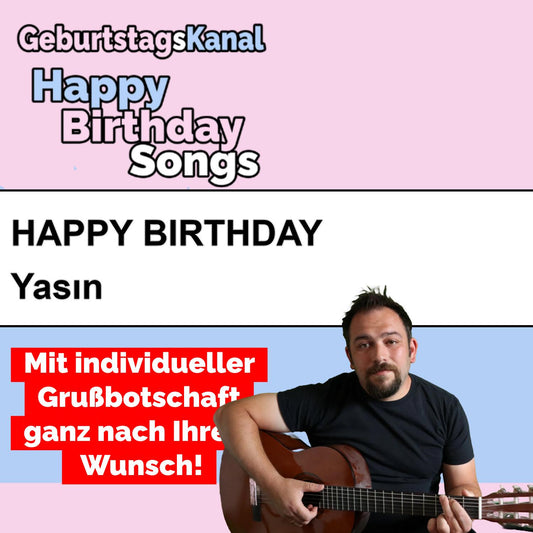 Produktbild Happy Birthday to you Yasın mit Wunschgrußbotschaft