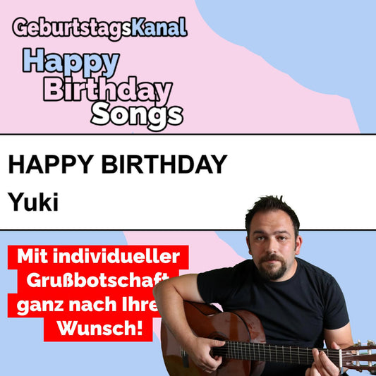 Produktbild Happy Birthday to you Yuki mit Wunschgrußbotschaft