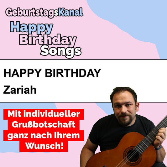 Produktbild Happy Birthday to you Zariah mit Wunschgrußbotschaft