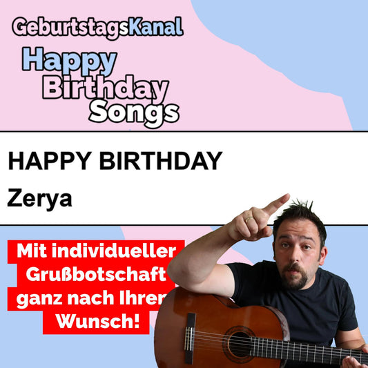 Produktbild Happy Birthday to you Zerya mit Wunschgrußbotschaft