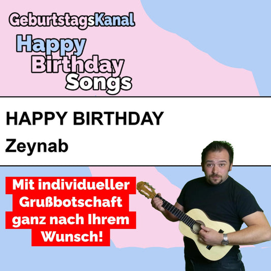 Produktbild Happy Birthday to you Zeynab mit Wunschgrußbotschaft