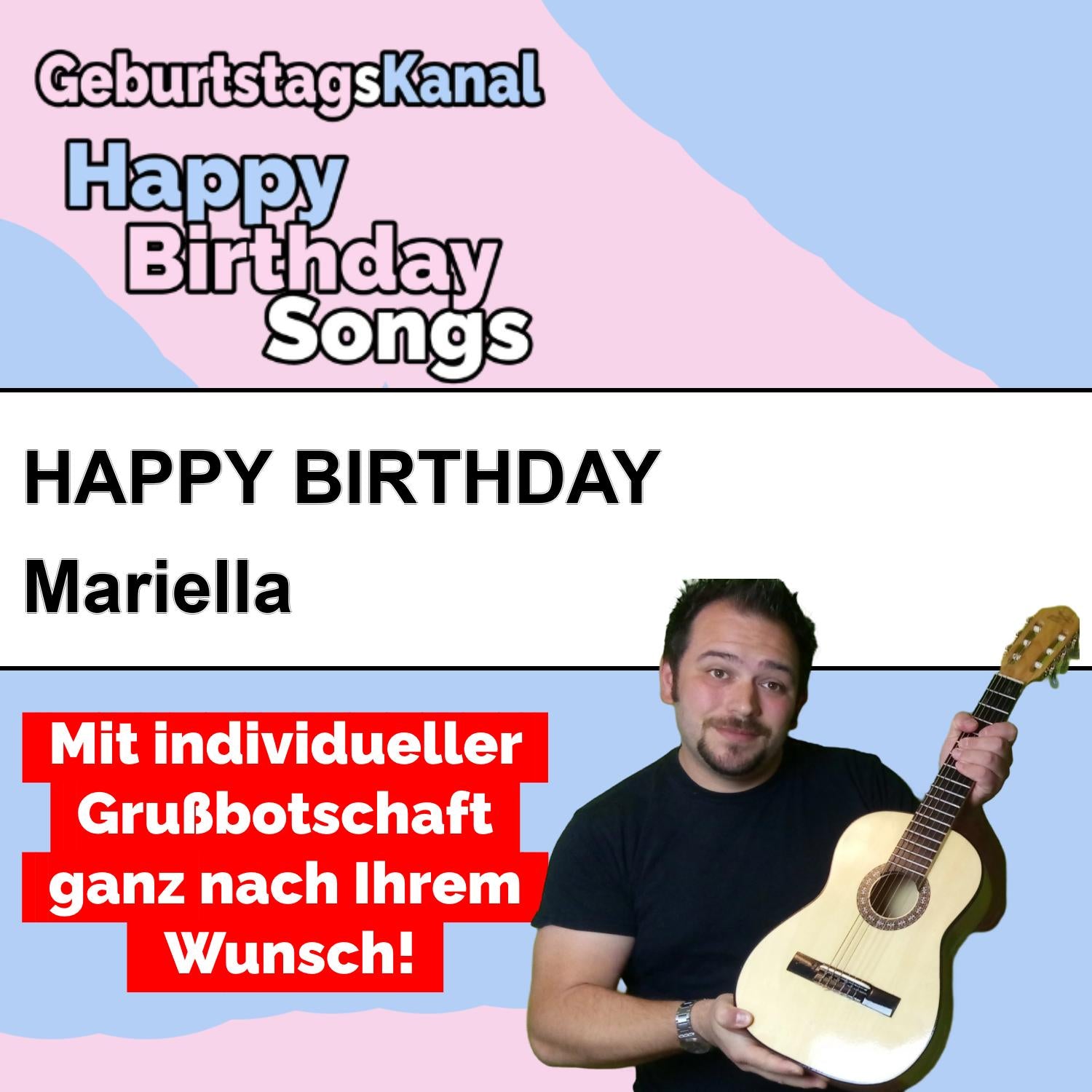 Produktbild Happy Birthday to you Mariella mit Wunschgrußbotschaft